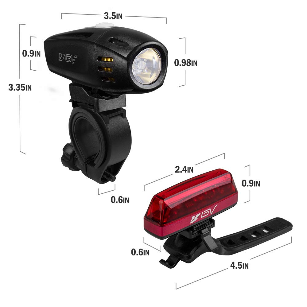 BV Bike Lights, Super Bright with 5 LED Bike Headlight & 3 LED Rear, Bike Lights for Night Riding with Quick-Release, Waterproof Bicycle Light Set, Bike Accessories, Bicycle Accessories, Flashlight