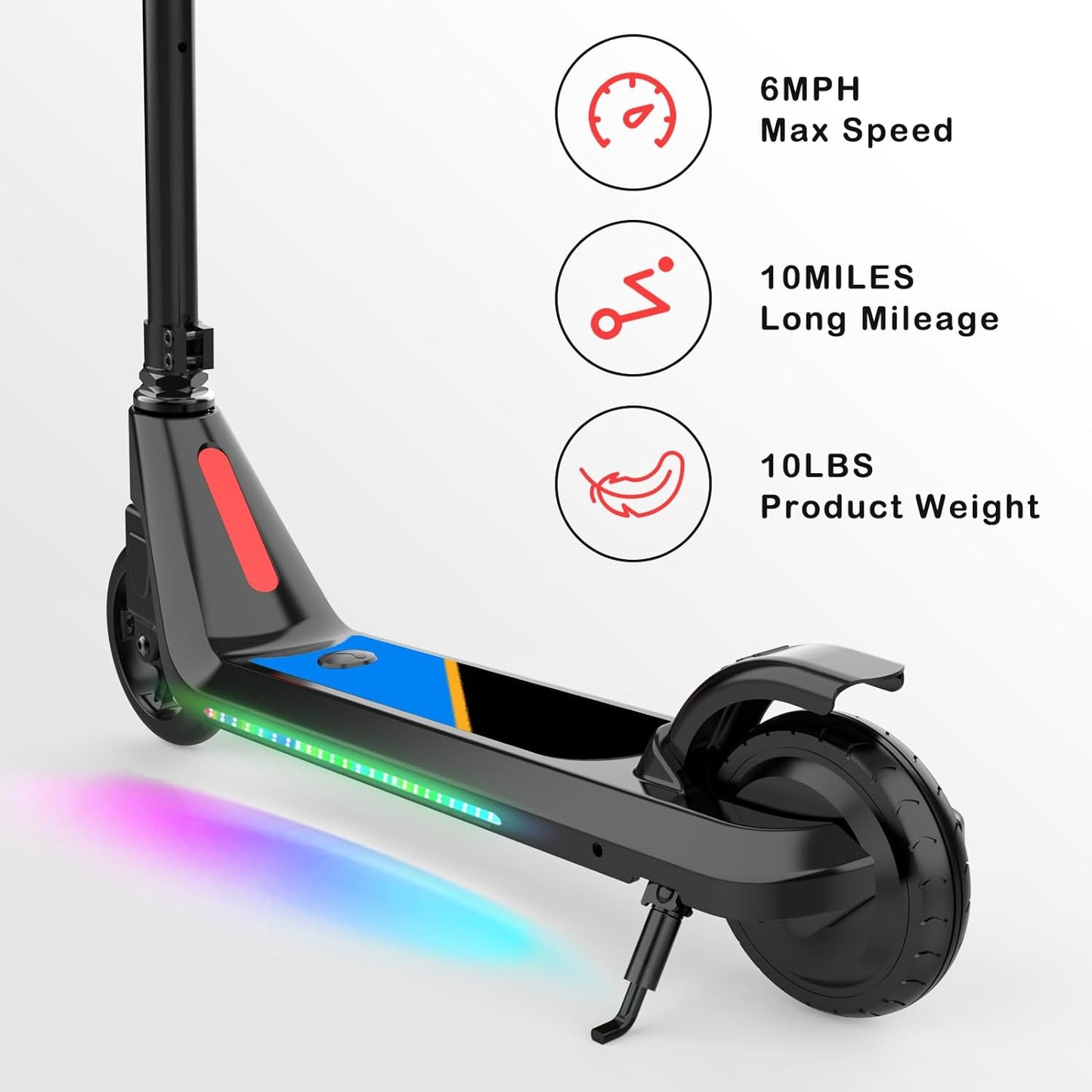 Electric Scooter for Kids with Adjustable Speed and Height, Kids Scooter with Flash Wheel & Deck Lights