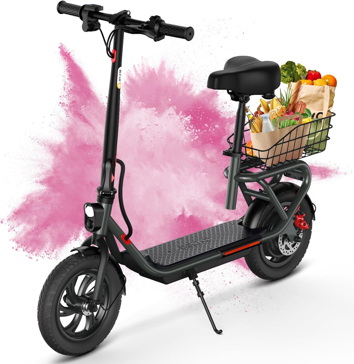 SISIGAD Electric Scooter with Seat 12" Pneumatic Tires, Peak 600W Motor, Top Speed 20Mph, 20 Miles Long Range, Folding E-Scooter for Commuting with Dual Braking System