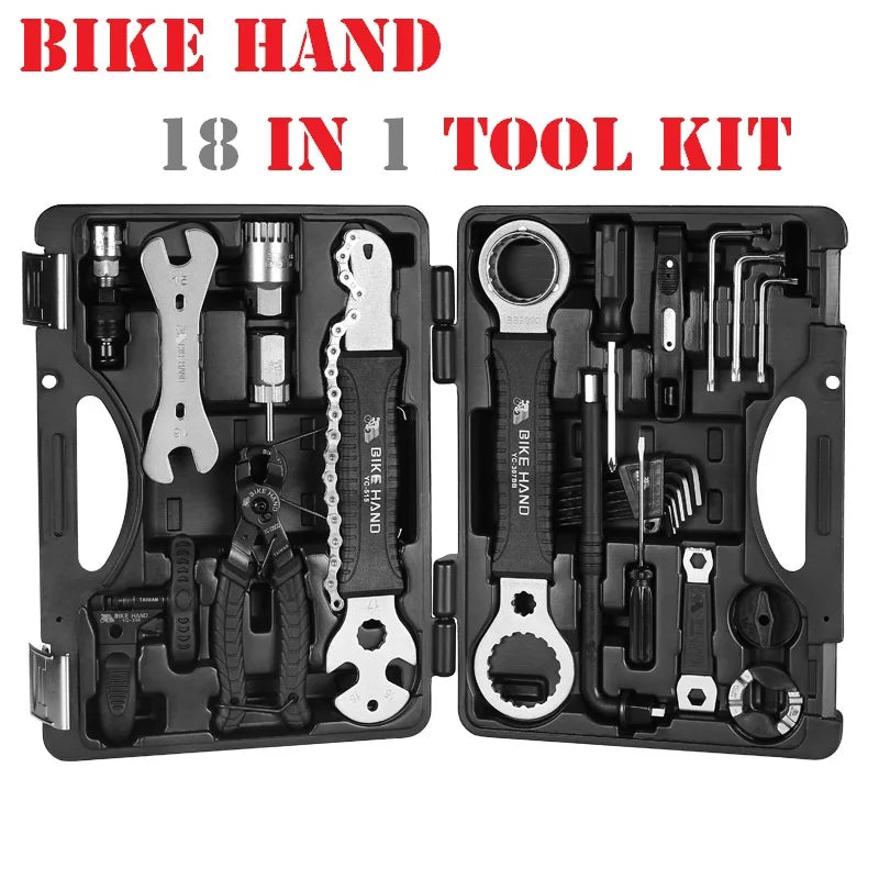 Bike Hand 18 in1 Bicycle Multifunction Repair Tool Kit Crank Bottom Bracket Chain Remove Installation Tool Set Family Toolbox