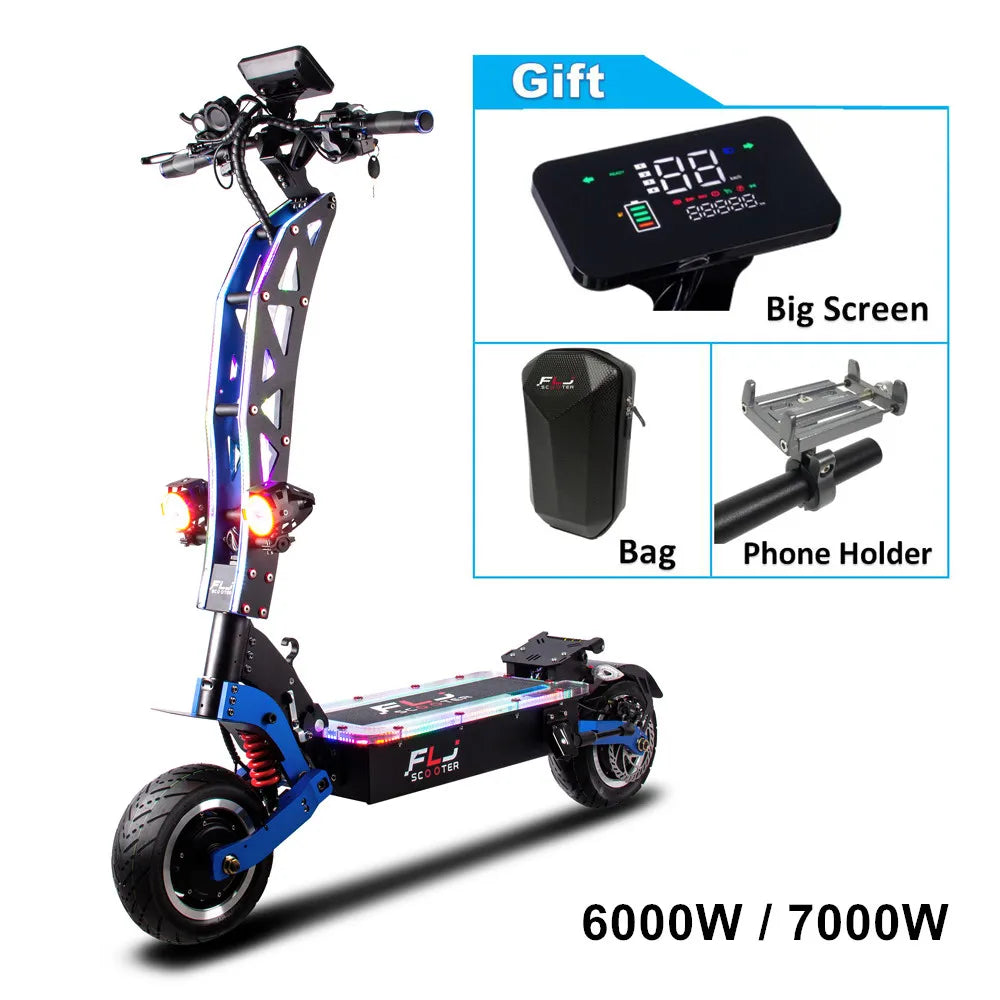 FLJ SK3 pro 72V 7000W E Scooter and 60v/6000wv Strong power 11inch Dual engines E Bike foldable top design Electric Scooter