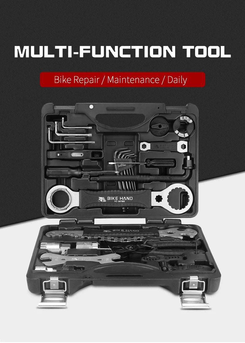 Bike Hand 18 in1 Bicycle Multifunction Repair Tool Kit Crank Bottom Bracket Chain Remove Installation Tool Set Family Toolbox