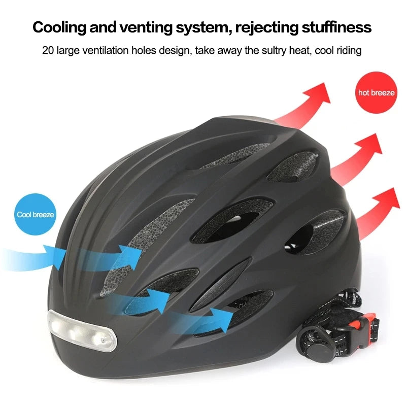 LED Lamp Cycling Bicycle Helmet With LED Tail Light Intergrally-molded Outdoor Sport Riding Cycling Motorcycle Bike Equipment