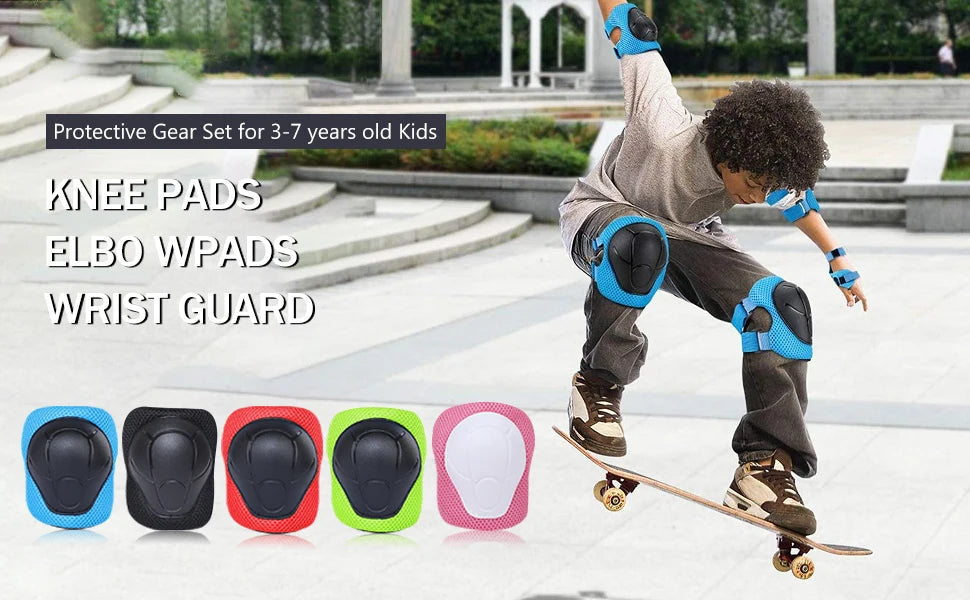 6pcs Protective Gears Set for Kids Children Knee Pad Elbow Pads Wrist Guards Child Safety Protector Kit for Cycling Bike Skating