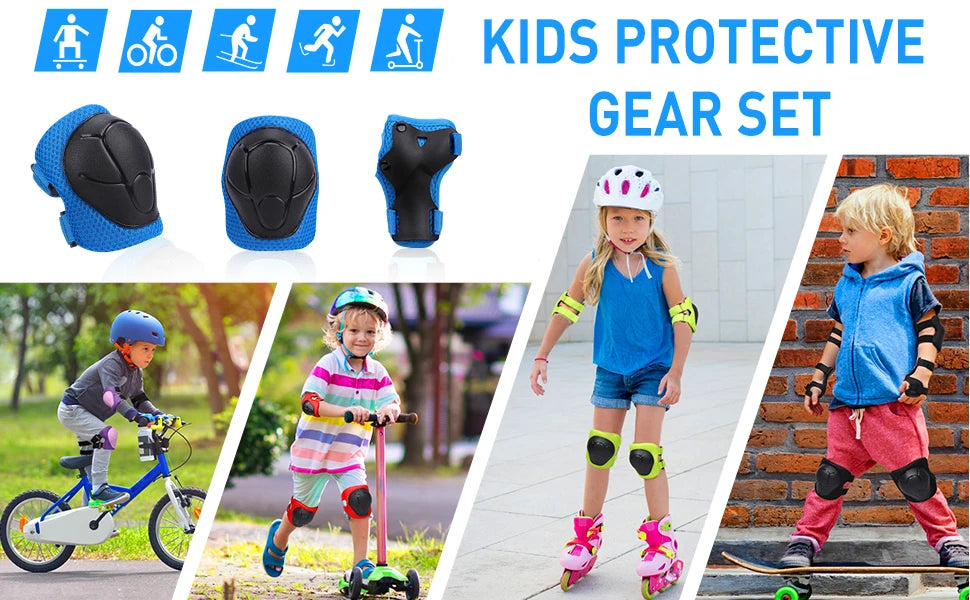 6pcs Protective Gears Set for Kids Children Knee Pad Elbow Pads Wrist Guards Child Safety Protector Kit for Cycling Bike Skating