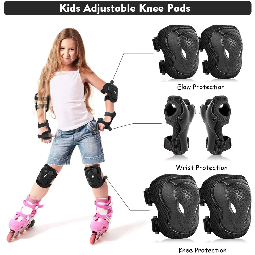 Kids Sports Protective Gear Sets, Knee Pads & Elbow Pads Wrist Guards,3~12yrs Girls Boys Cycling Skating Skateboard Bike Scooter