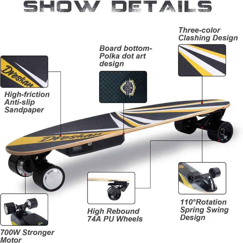 Longboard Cruiser With Remote Control Skate Board & Accessories and Skate Boards Skateboard 700W Dual Motor Grip Tape Skateboard