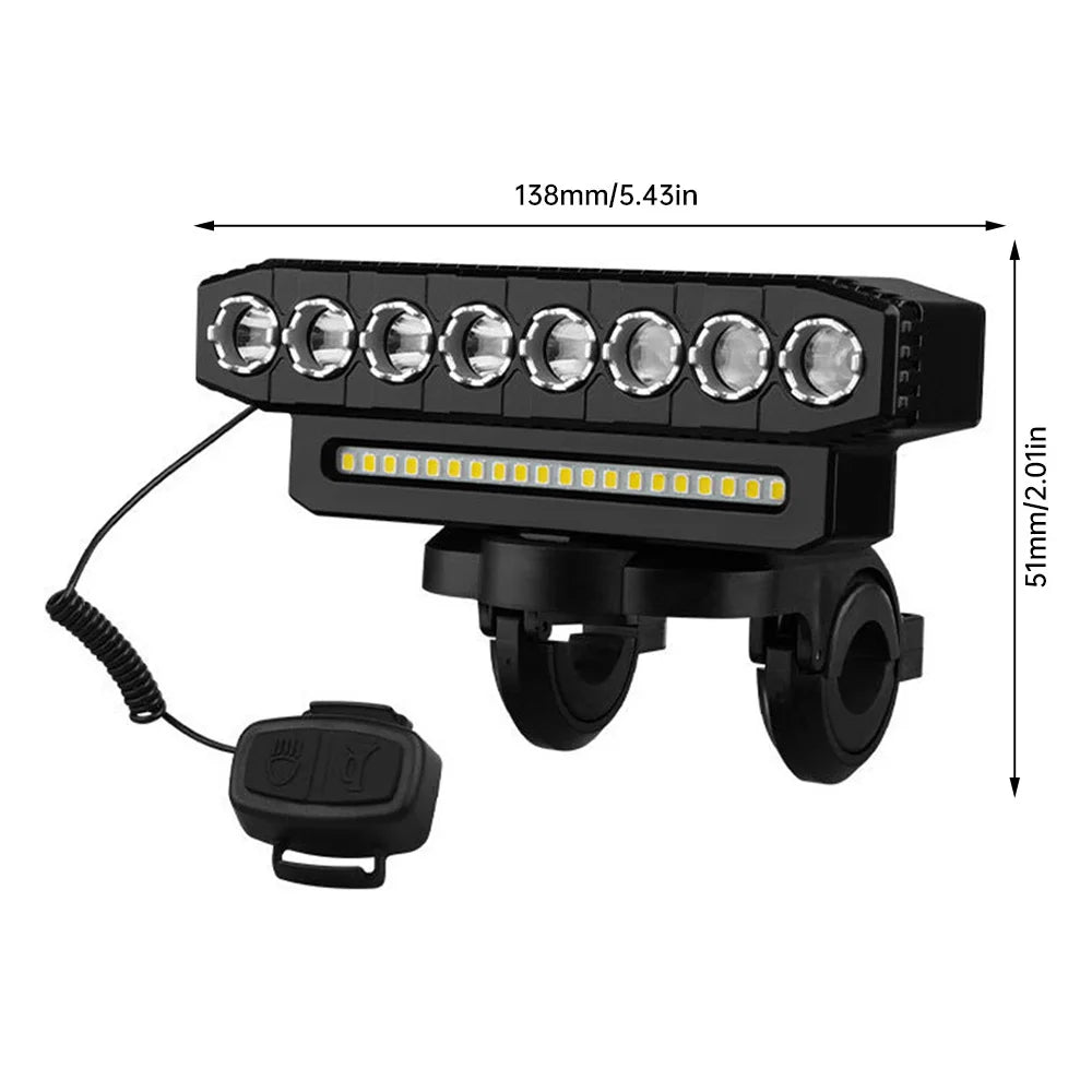 8 LED Bicycle Front Light USB Rechargeable 130dB Cycling Bike Horn Easy to Install 6 Modes Bicycle Bell Light Cycling Equipment