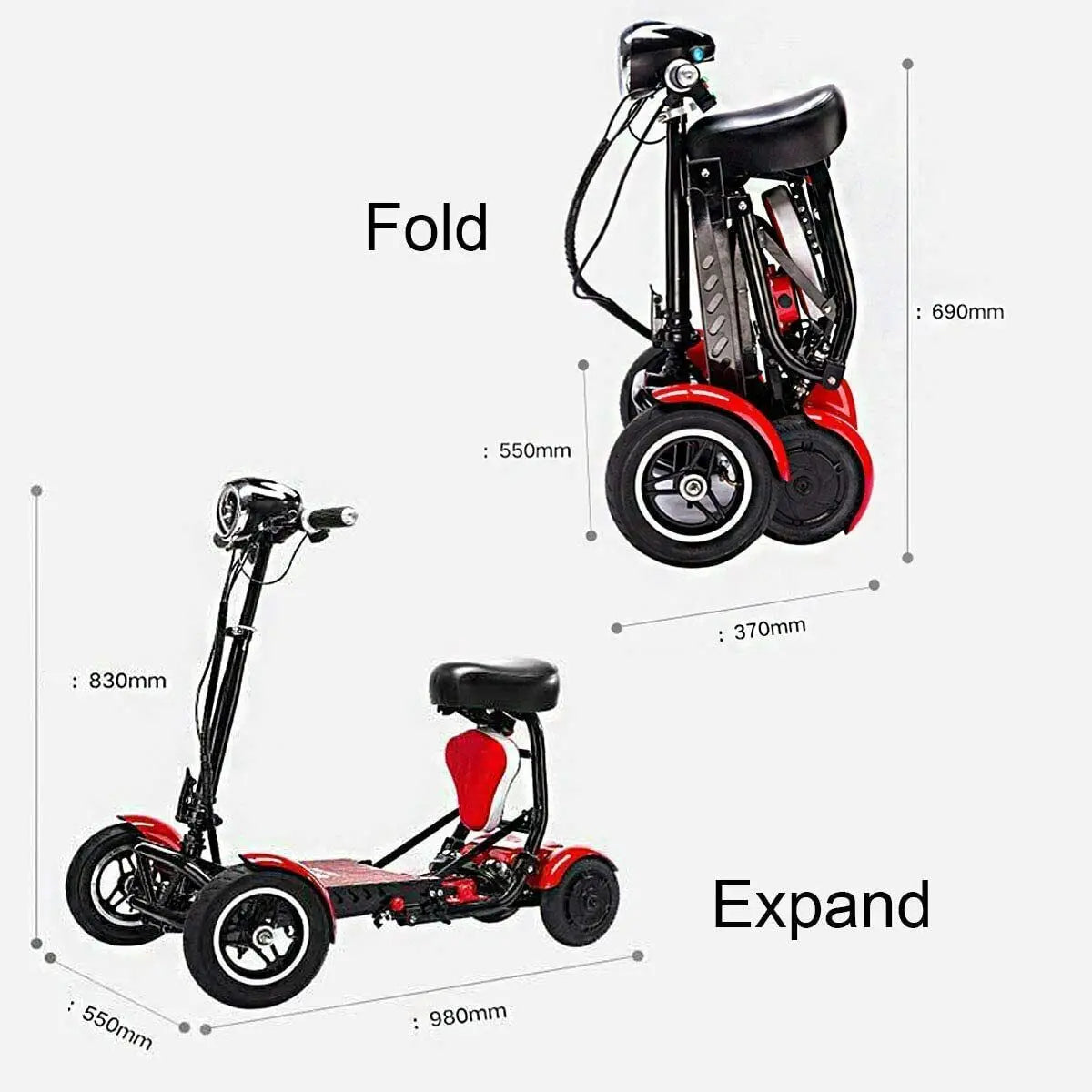 Folding mobility 4 wheel elderly electric wheelchair scooter