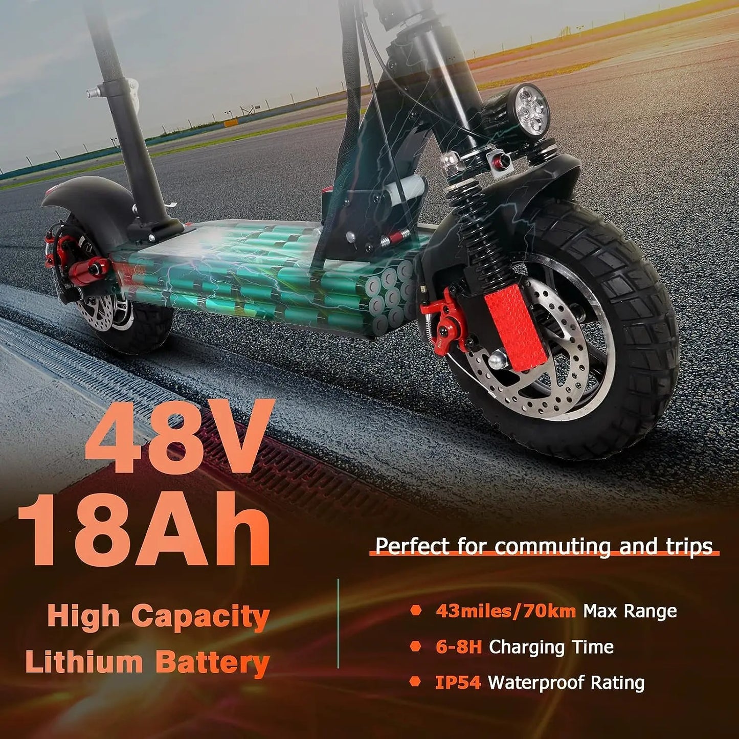 M4 Pro 500W 18AH Electric Scooter 45km/h Max Speed 10 inch Off Road Tire eScooter Folding Electric Scooter for Adults 70KM Range