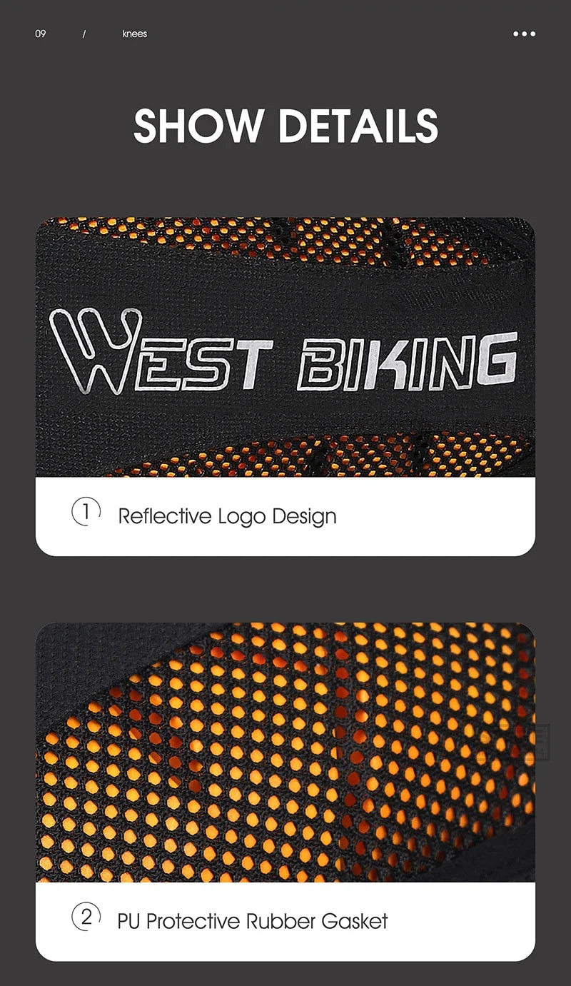 WEST BIKING Knee Pads Cycling Protector With PU Rubber Pad Physical Filling Running Basketball Sports Safety  Tendon Support