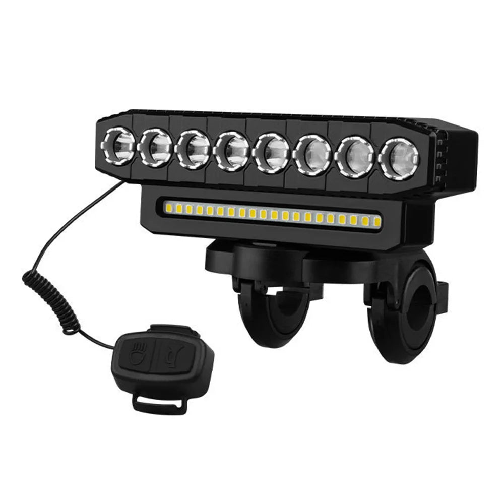 8 LED Bicycle Front Light USB Rechargeable 130dB Cycling Bike Horn Easy to Install 6 Modes Bicycle Bell Light Cycling Equipment