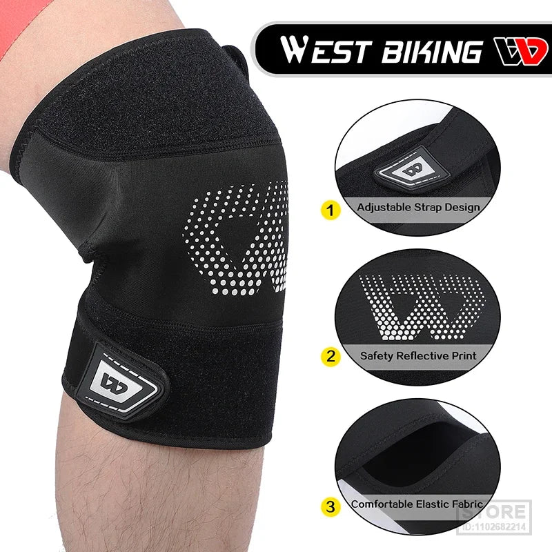 WEST BIKING Knee Pads Cycling Protector With PU Rubber Pad Physical Filling Running Basketball Sports Safety  Tendon Support