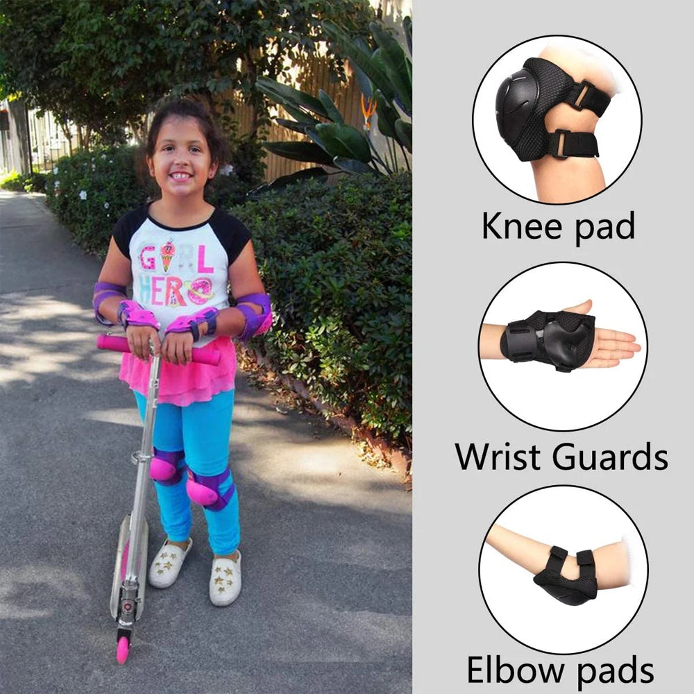 6pcs Protective Gears Set for Kids Children Knee Pad Elbow Pads Wrist Guards Child Safety Protector Kit for Cycling Bike Skating