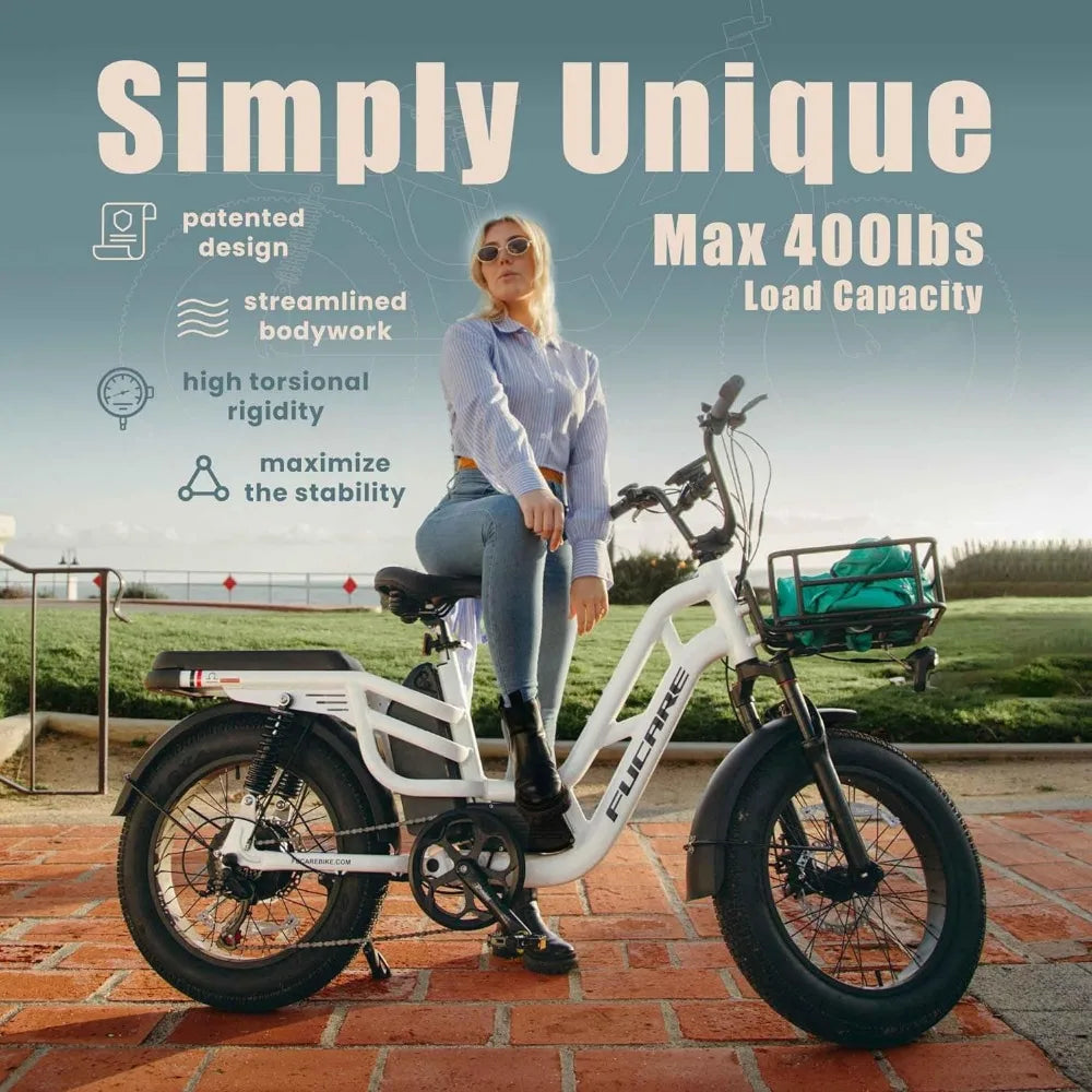 1200W Peak Electric Bike for Adults 32MPH 48V 20Ah, Full Suspension 20"×4.0" Fat Tire Beach Commute 750w Electric Bicycles