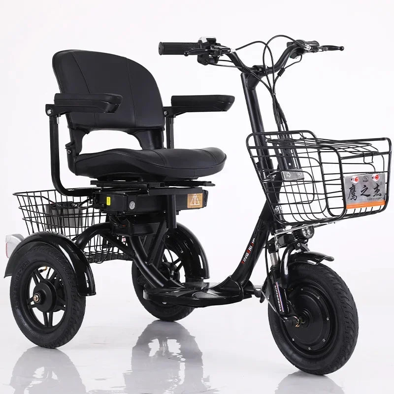 Electric Tricycle With Armrest Mobility Scooter Handicapped With Basket Elderly Mini Small Adult 3Wheel Leisure Electric Scooter