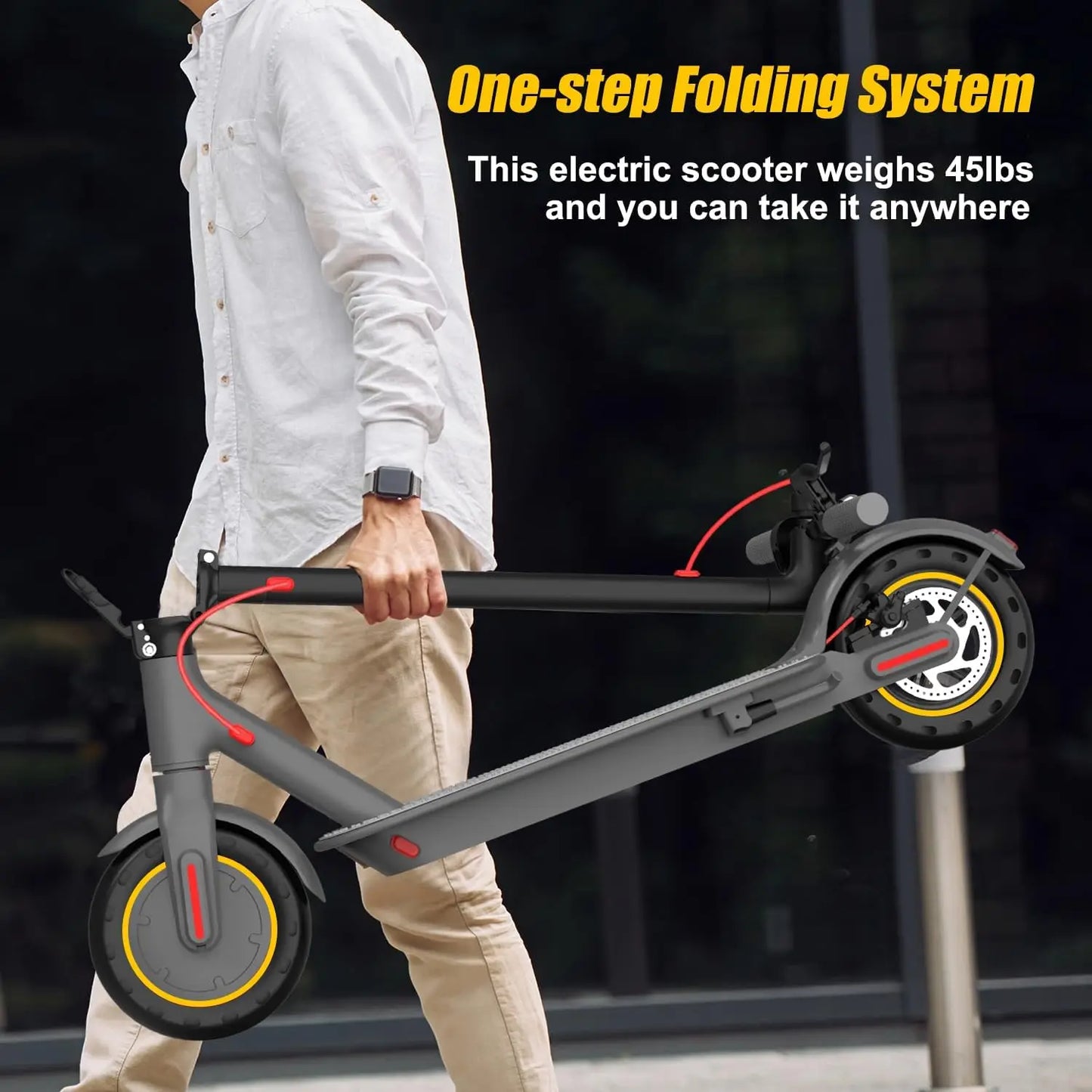 350W Electric Scooter for Adults 36V 10.4AH Max Speed 30KM/H 8.5 Inch Tires Shock Absorption City Commuter Folding E-Scooter