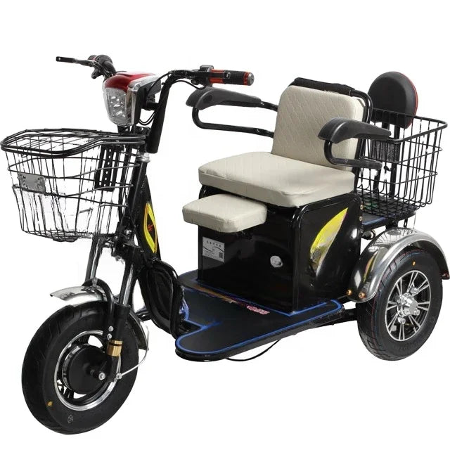 China made factory sell long ride range three wheels electric tricycle bicycle for passengers with baby seat