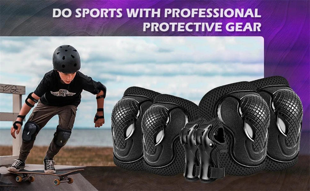 Kids Sports Protective Gear Sets, Knee Pads & Elbow Pads Wrist Guards,3~12yrs Girls Boys Cycling Skating Skateboard Bike Scooter