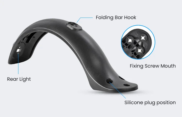 Durable Scooter Mudguard for Xiaomi Mijia M365 and M365 Pro Electric Scooter Tire Splash Fender with Rear Taillight Back Guard