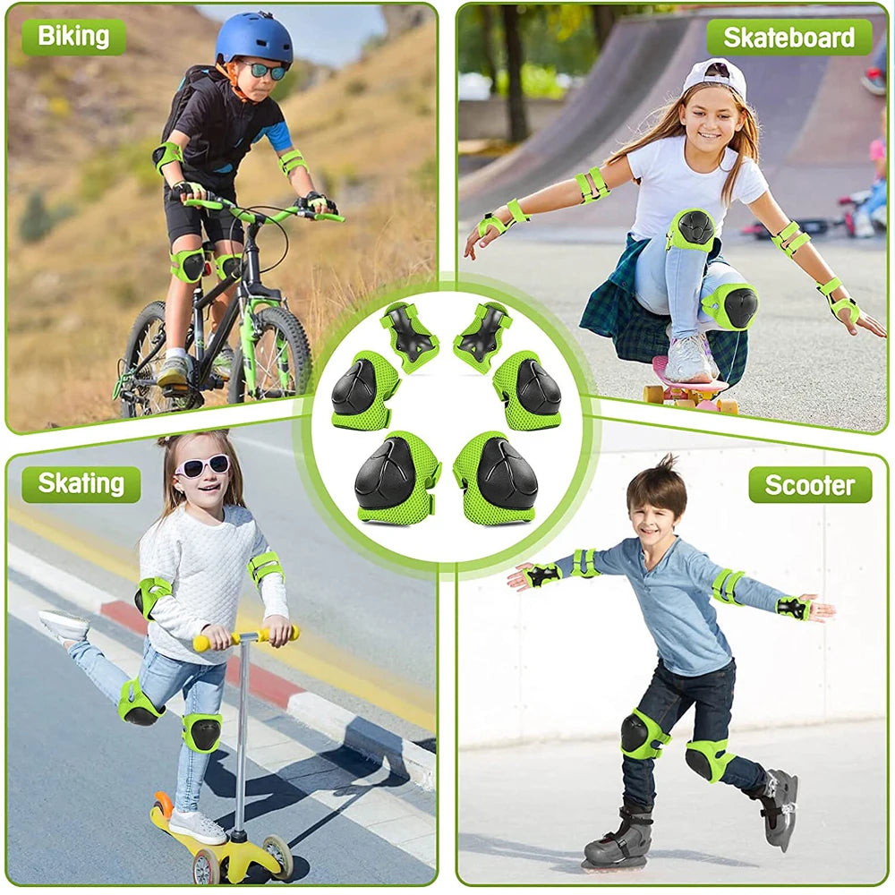 6pcs Protective Gears Set for Kids Children Knee Pad Elbow Pads Wrist Guards Child Safety Protector Kit for Cycling Bike Skating